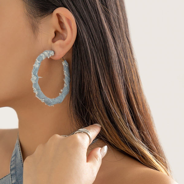 Boucles d'oreilles en denim avec anneau en O 