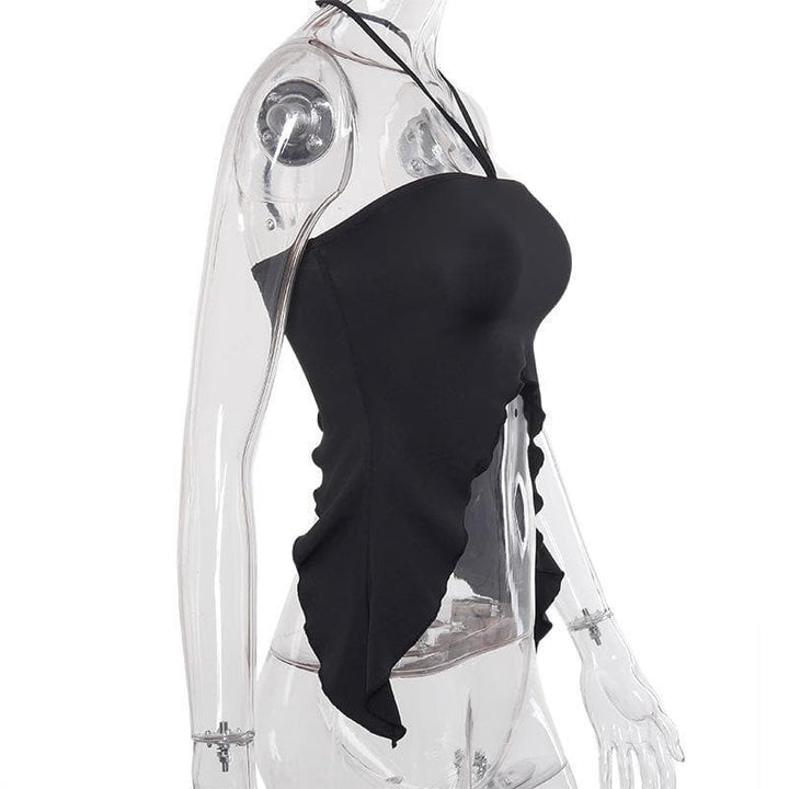 Ruffled halter top - Final Sale - Halibuy