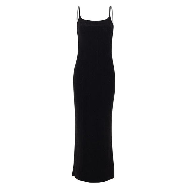 Backless self tie ribbed square neck solid cami maxi dress  | red tango dress