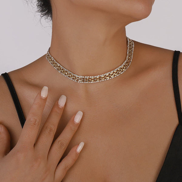 Collier ras du cou en strass 