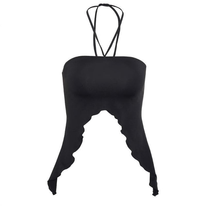 Ruffled halter top - Final Sale - Halibuy