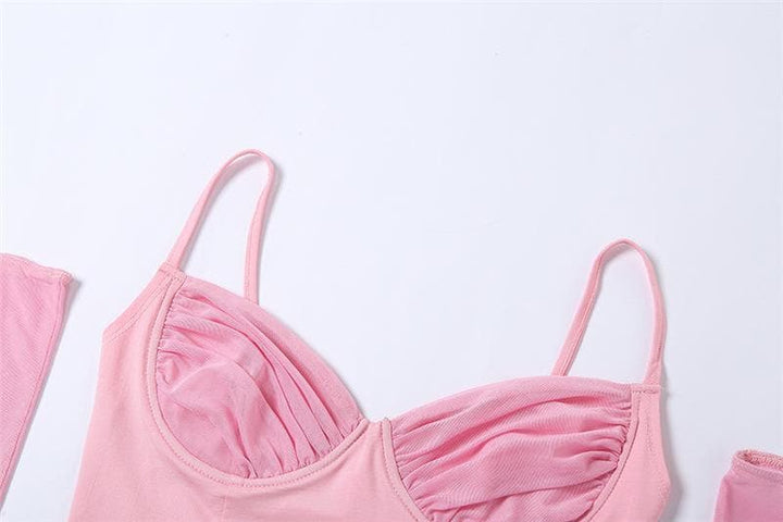 Heart neck ruched cami crop top - Halibuy