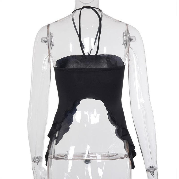 Ruffled halter top - Final Sale - Halibuy