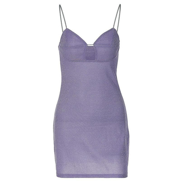 Mini-robe texturée unie à col en V ajouré et dos nu