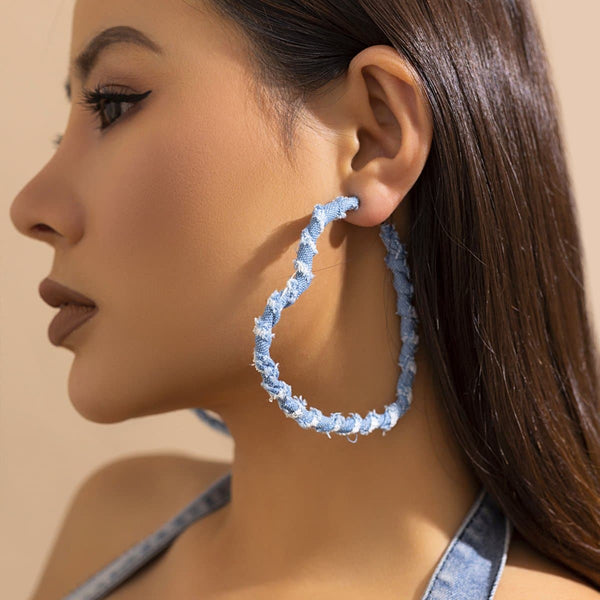 Boucles d'oreilles coeur en jean 
