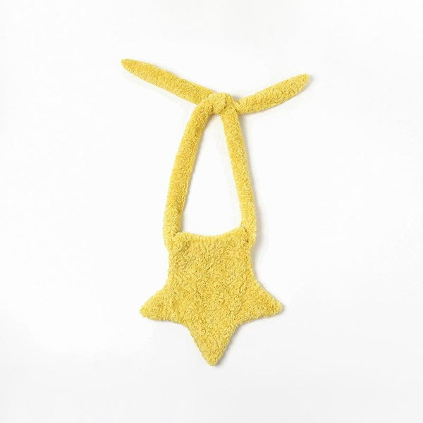 Star solid fluffy knotted zip-up bag