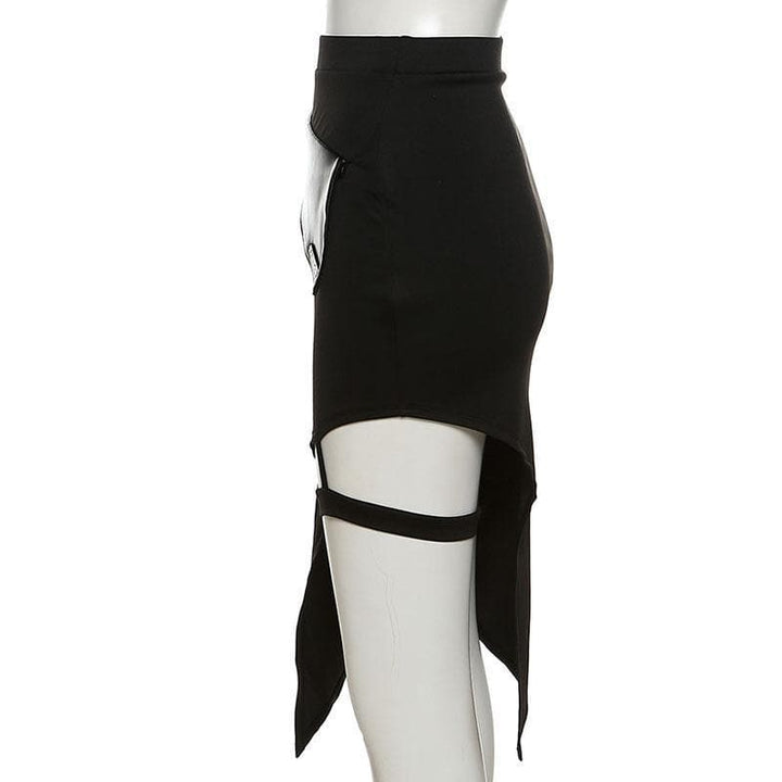 Irregular thigh slit midi skirt - Halibuy