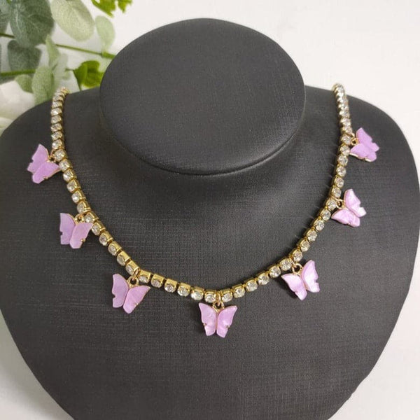 Collier ras du cou avec pendentif papillon 