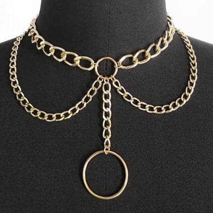Collier ras du cou avec pendentif en anneau torique superposé 