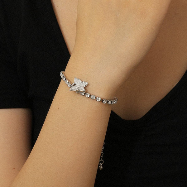 Bracelet pendentif papillon en strass 