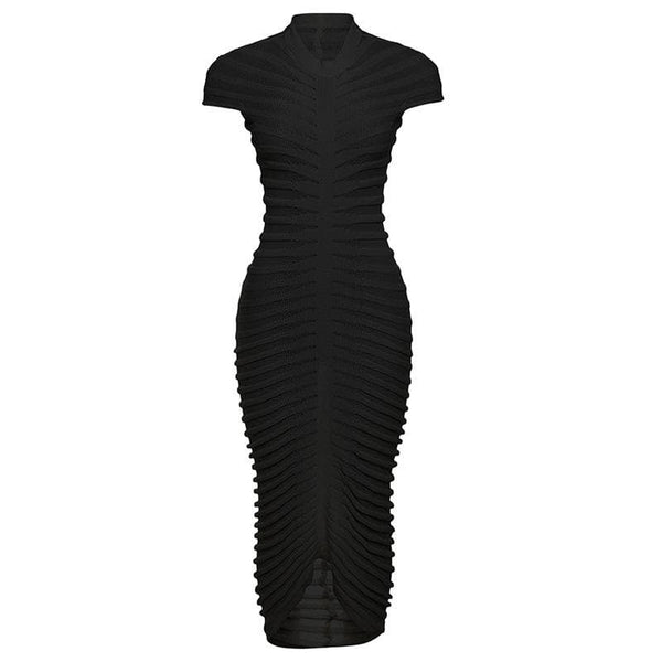 Knitted solid short sleeve crewneck see through maxi dress  | red tango dress