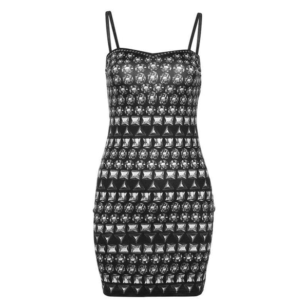Mini-robe camisole dos nu à imprimé contrasté et col en cœur 