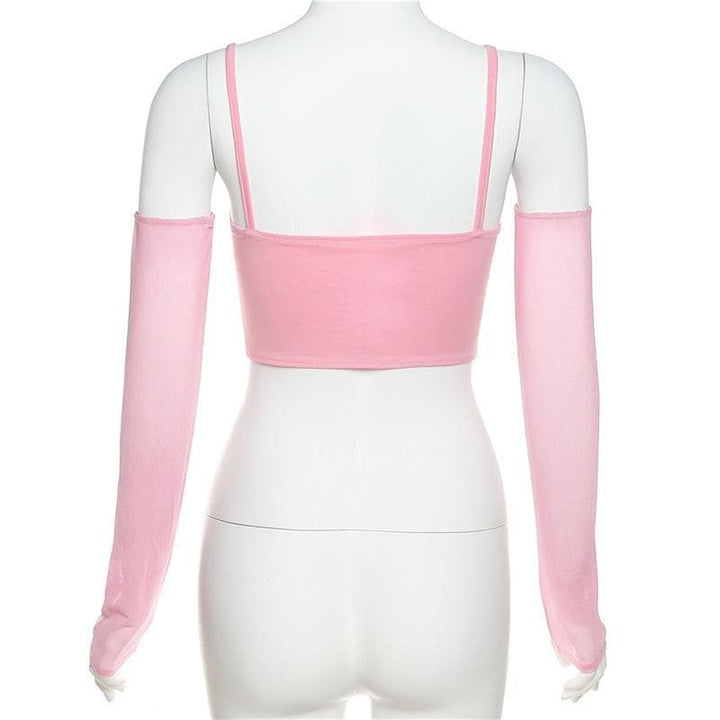 Heart neck ruched cami crop top - Halibuy