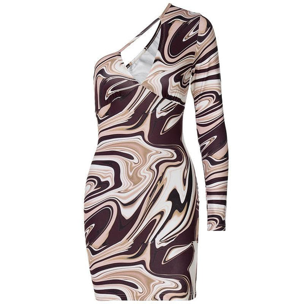 Mini-robe asymétrique à ondulations irrégulières et ajourées 
