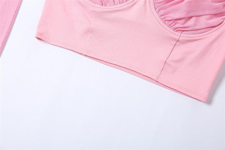 Heart neck ruched cami crop top - Halibuy