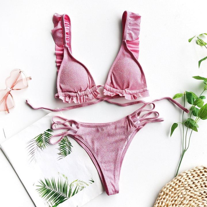 Ruffled glitter bikini - Halibuy
