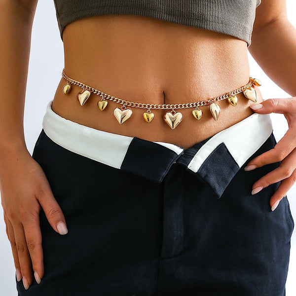 Chaîne de taille avec pendentif en forme de cœur solide 