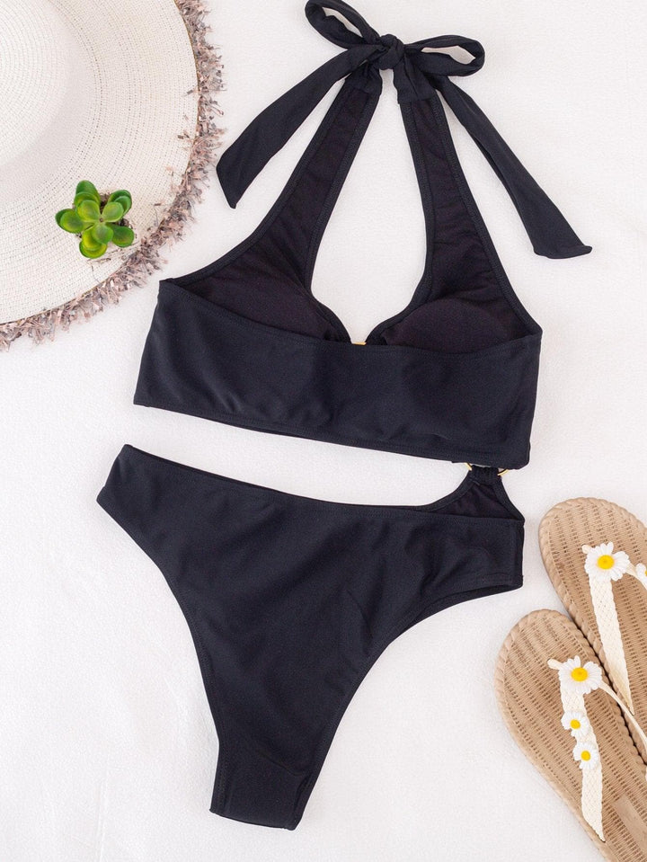 Asymmetrical metal ring swimwear bikini - Halibuy