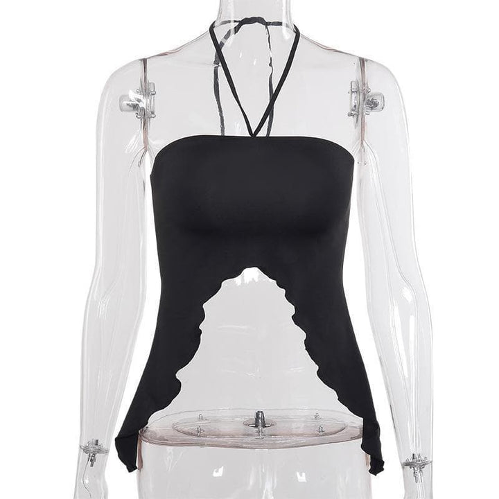 Ruffled halter top - Final Sale - Halibuy