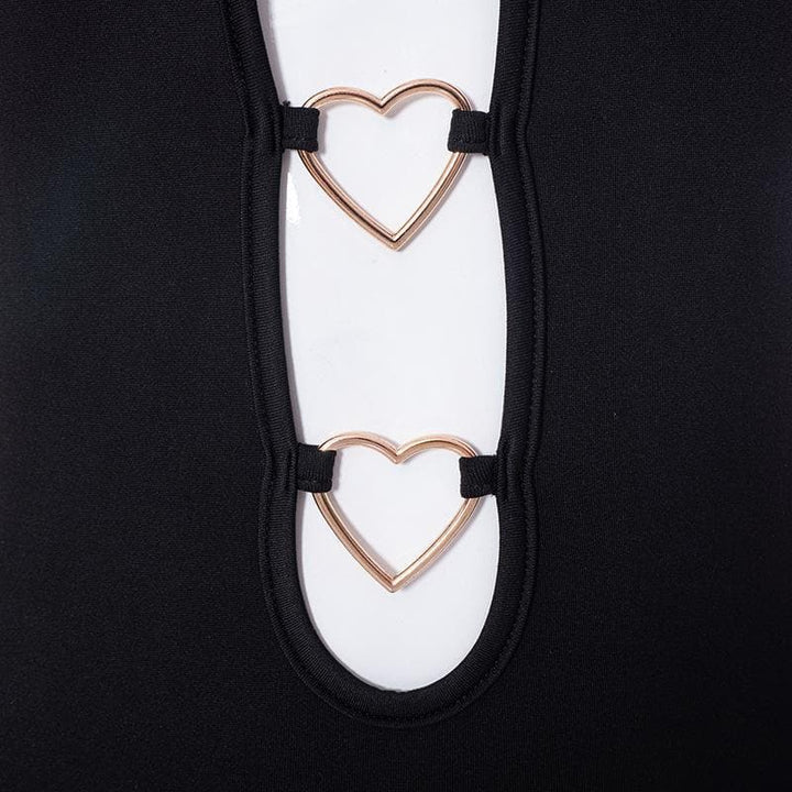 Heart ring hollow out cross back dress - Halibuy