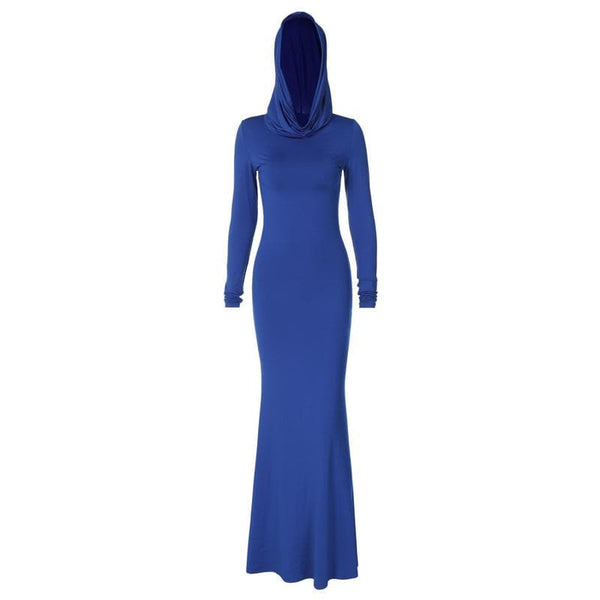 Hoodie long sleeve ruched solid maxi dress  | red tango dress