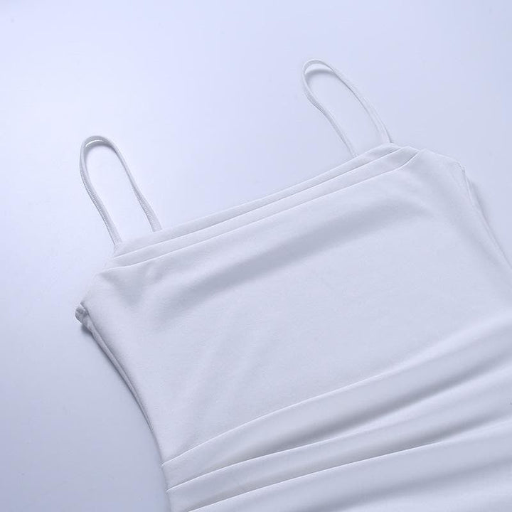 Cowl neck solid cami midi dress - Halibuy