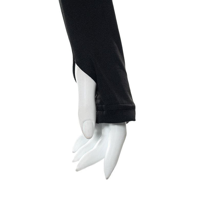 Long sleeve hollow out gloves solid crop top - Halibuy